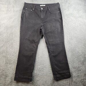 Levis Jeans Womens Size 16 Black Ankle Crop Straight Leg High Rise Stretch Denim